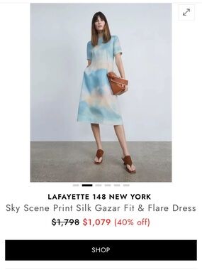 Lafayette 148 New York Sky Scene Print Gazar Fit & Flare Dress